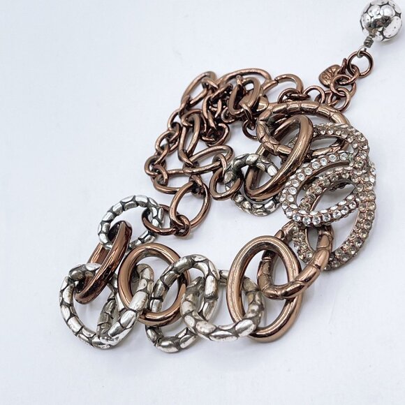 Brighton Two-Tone Link Necklace With Silver Accents & Pave Crystals - Picture 6 of 7